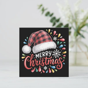 Cartão De Festividades Rena de Natal Alegre Família Xmas Xadrez Vermelho