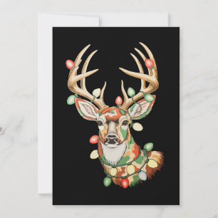 Cartão De Festividades Rena de Natal Camuflado Cervo Feriado Caça Xmas