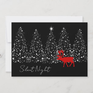 Cartão De Festividades Rena de Natal Moderna Silenciosa & Foto de Árvores