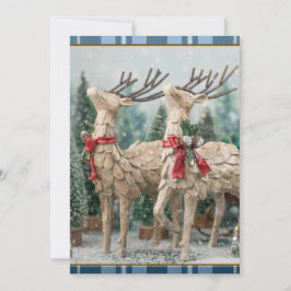 Cartão De Festividades Rena de Xadrez de Búfalo Azul-Russo