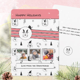 Cartão De Festividades Rena Moderna Escandinava Rosa 3 Foto