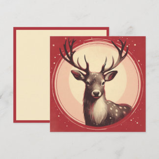 Cartão De Festividades Renagem de Natal Ilustração Contemporânea Boho