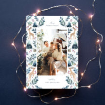 Renas aquarela na foto da floresta