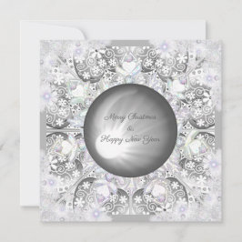 Cartão De Festividades Renda cerâmica cinza & floco de neve