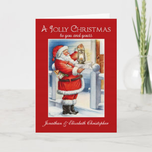 Cartão De Festividades Reprodução Vintage Natal Alegre Personalizado Papa