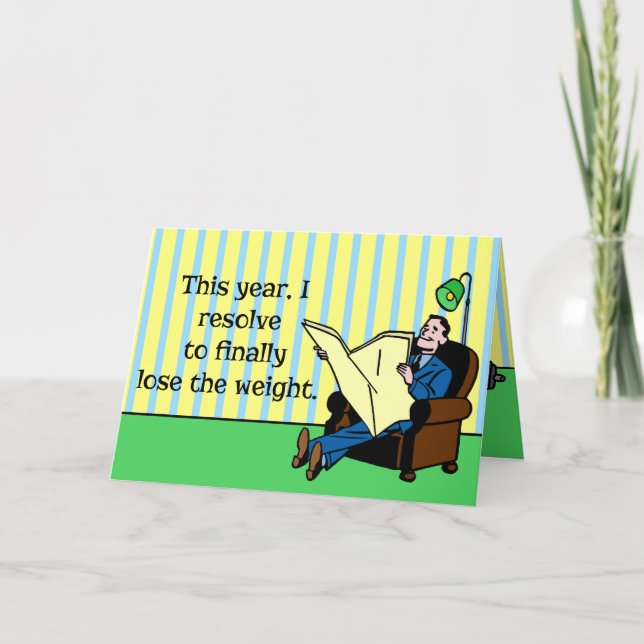 Cartão De Festividades Resolução Engraçada de Ano Novo Perda de Peso Retr (Frente)