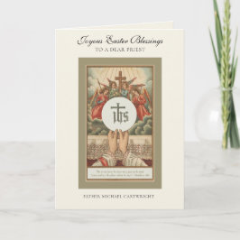 Cartão De Festividades Ressurreição da Páscoa de Jesus Padre Holding Hóst