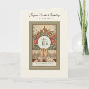 Cartão De Festividades Ressurreição da Páscoa de Jesus Padre Holding Hóst