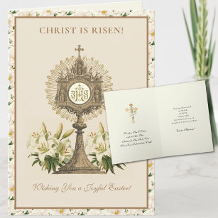 Cartão De Festividades Ressurreição da páscoa Jesus Lírios Cristãos