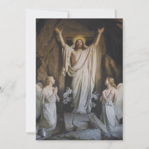 Cartão De Festividades Ressurreição de Cristo Anjos em Adoração Páscoa
