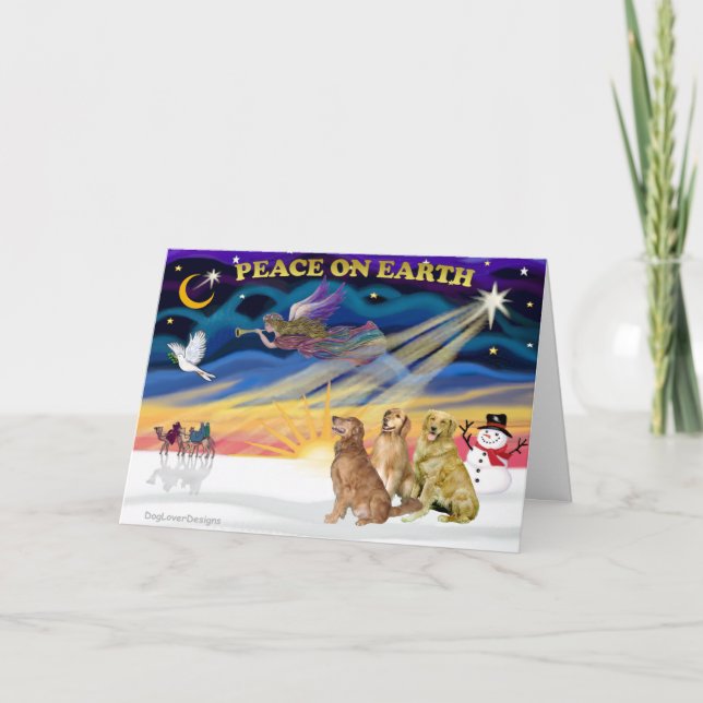 Cartão De Festividades Restaurantes de Ouro XmasSunrise-Três (Frente)