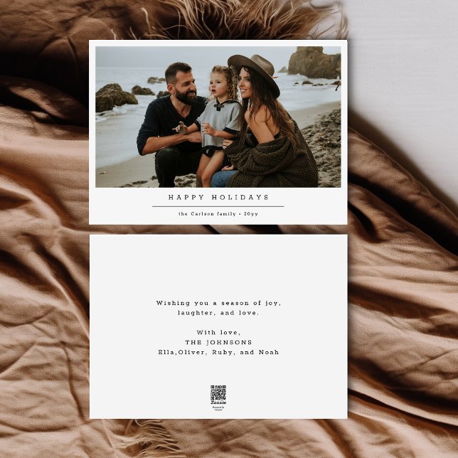 Cartão De Festividades Retrato Costeiro da Família Moderna Natal (Criador carregado)