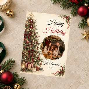 Cartão De Festividades Retrato de Família de Natal Atemporal