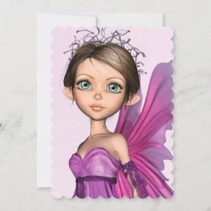 Cartão De Festividades Retrato de Fantasia com Olhos Grandes da Fada Rosa