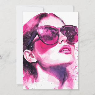 Cartão De Festividades Retrato de mulher da moda chic glamour aquarela