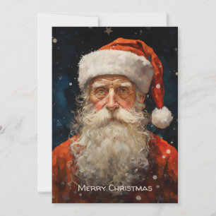 Cartão De Festividades Retrato de Papai Noel Estilo Van Gogh