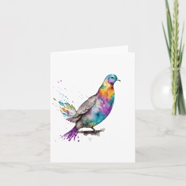 Cartão De Festividades Retrato de pássaro da tartaruga F em Aquarelas e C (Frente)