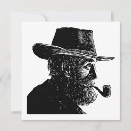 Cartão De Festividades Retrato de Pontos e Linhas: Velho Sábio Fumando um
