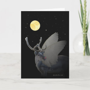 Cartão De Festividades Retrato de "Rudolf em Lua"