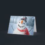 Cartão De Festividades Retrato de um Boneco de Neve Feliz<br><div class="desc">Retrato do Boneco de Neve com Cachecol Vermelho e Chapéu Preto Alto,  Alasca. | Design Pics / DanitaDelimont.com | US02 DPI0918</div>