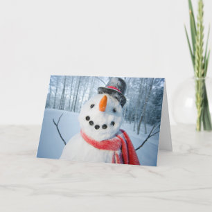 Cartão De Festividades Retrato de um Snowman Feliz