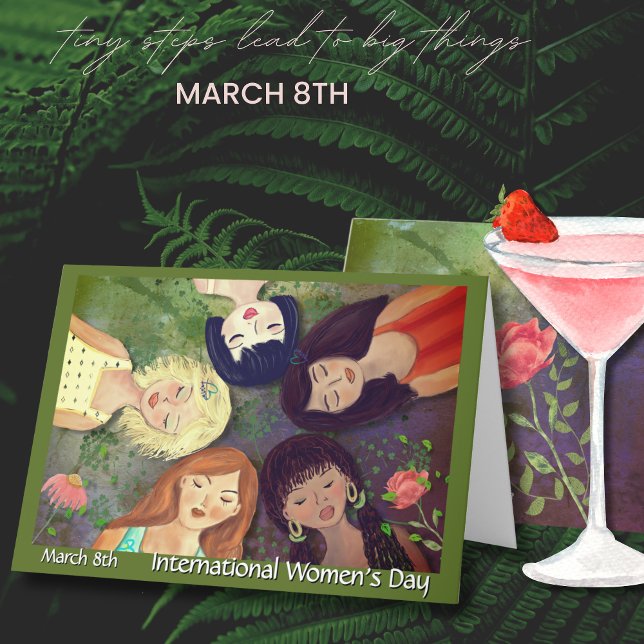 Cartão De Festividades Retrato multiétnico do Dia Internacional da Mulher (International Women's Day multi ethnic portrait Holiday Card)