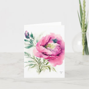 Cartão De Festividades Retrato Peony C Em Feriado De Aquarela E Caneta