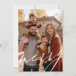 Cartão De Festividades Retrato vertical com Merry em script