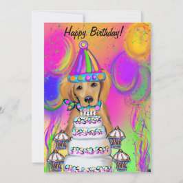 Cartão De Festividades Retriever de ouro