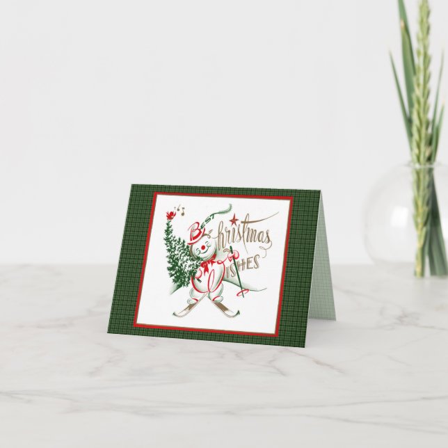 Cartão De Festividades Retro 1940 Snowman (Frente)