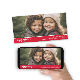 Cartão De Festividades Retro 1 foto com saudação de Natal de Script Branc