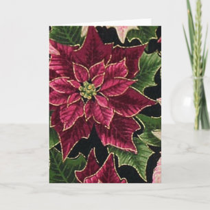Cartão De Festividades Retro 50s Poinsettia Burgundy Rosa