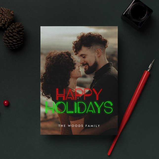 Cartão De Festividades Retro 80s Foto de feriados felizes do Neon (Criador carregado)