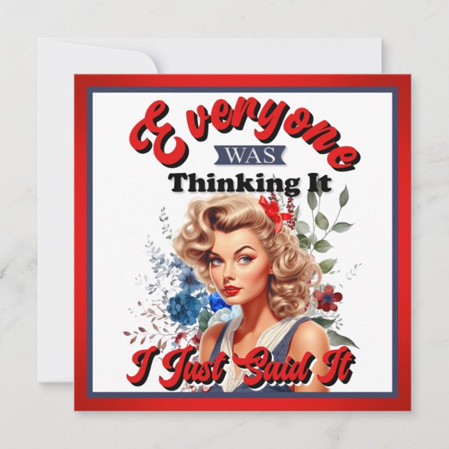 Cartão De Festividades Retro American Pinup_ Eu Acabei De Dizer (Frente)
