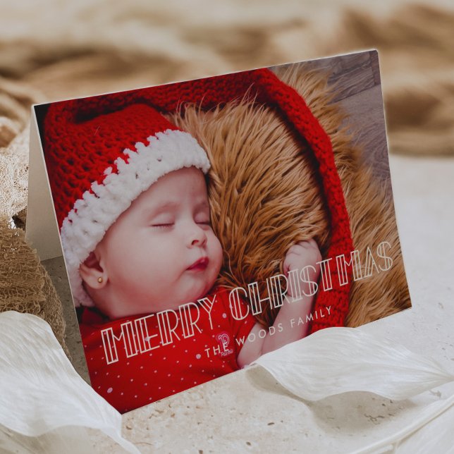 Cartão De Festividades Retro Art Deco Feliz Foto de Natal (Criador carregado)