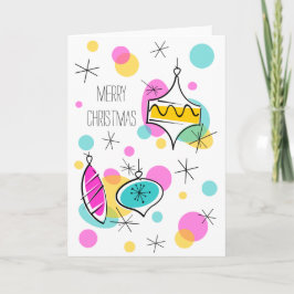 Cartão De Festividades Retro Árvore Baubles vertical de Natal