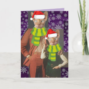 Cartão De Festividades RETRO CAT 1970's FUNNY CHRISTMAS CARD