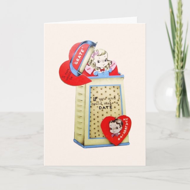 Cartão De Festividades Retro Cheese Grater Valentine's Day Card (Frente)