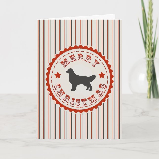 Cartão De Festividades Retro Christmas Golden Retriever (Frente)