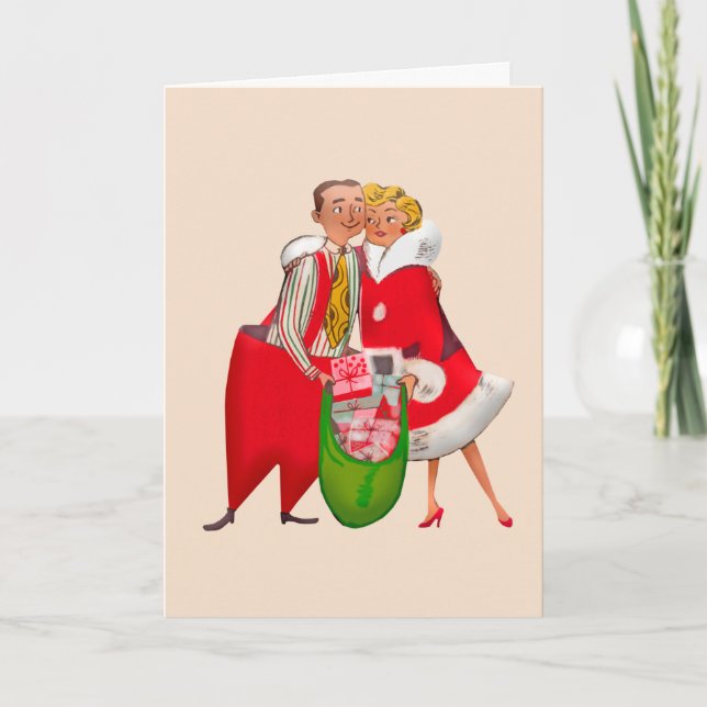 CARTÃO DE FESTIVIDADES RETRO CHRISTMAS LOVE YOU GREETING CARD (Frente)