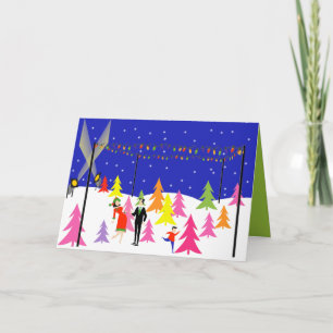 Cartão De Festividades Retro Christmas Tree Farm Christmas Card