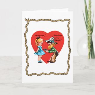 Cartão De Festividades Retro Cowboy Heart Rope Valentine's Day Card