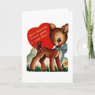 Cartão De Festividades Retro Deer Valentine's Day Greeting Card