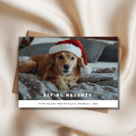 Cartão De Festividades Retro Define Foto de Cachorro Noel de Natal traves<br><div class="desc">Este cartão de Natal "Define Naughty", inspirado em retratos, apresenta seu amigo furioso em um chapéu de Papai Noel, trazendo humor e alegria de feriado para suas saudações. Personalize a foto do cão da camada para um toque único, perfeito para amantes de animais de estimação e famílias. Personalize com uma...</div>