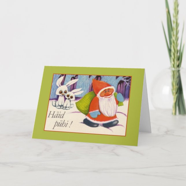 Cartão De Festividades Retro Estonian Häid Pühi Christmas Greeting Card (Frente)