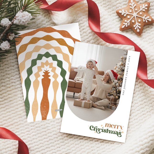 Cartão De Festividades Retro Family Photo Christmas Xmas Holiday Card (Criador carregado)