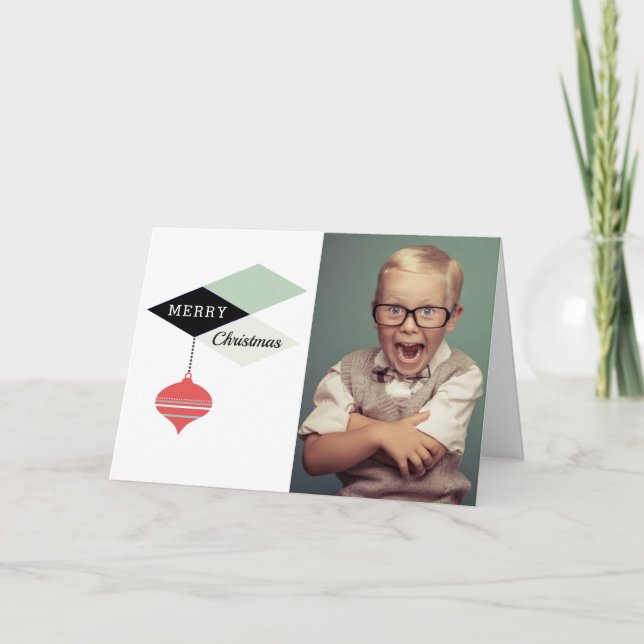 Cartão De Festividades Retro Feliz Feriado de Natal (Frente)