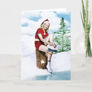 Cartão De Festividades Retro Feliz Natal de 1940