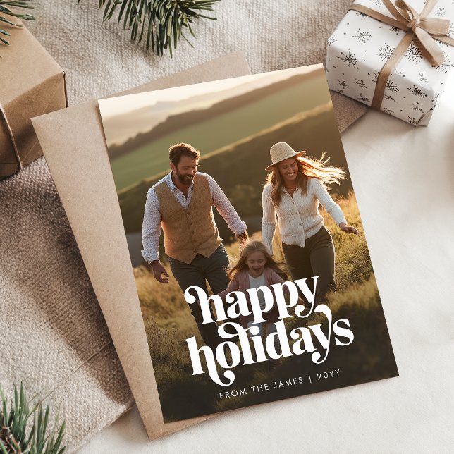 Cartão De Festividades Retro Feliz Natal Férias Vertical Foto (Criador carregado)