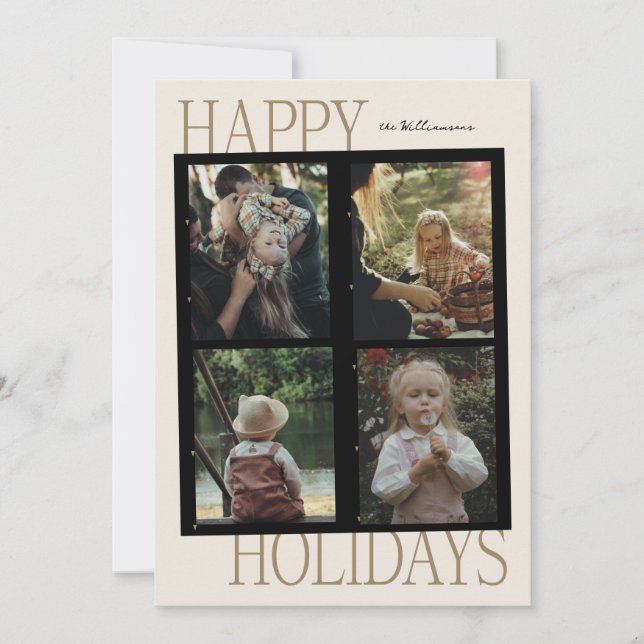Cartão De Festividades Retro-Film Inspired Holiday Photo Card (Frente)